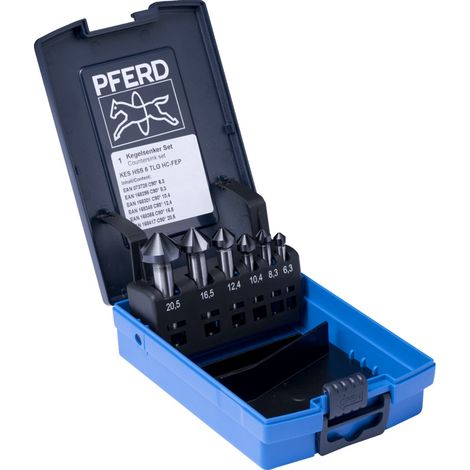 PFERD TOOLS HSS-Kegelsenker-Sets 6-tlg. DIN 335 C 90° mit HICOAT-Beschichtung HC-FEP (1/2)