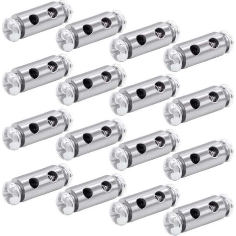 16 pcs Serre à Capuchon, Serre Cable Acier, Serre Cable Inox, pour câbles Double Extrémité en Fil d'Acier, Tendeur Cable Inox avec Écrous d’Extrémité pour Cordes à Rideaux, Cordes à Linge (1/4)