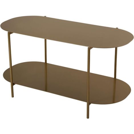 Table basse ovale double plateau 100x45x51 cm en métal doré - SEMA (1/4)