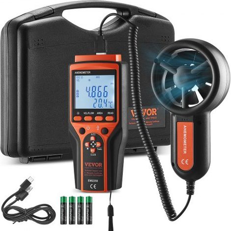 4 in 1 Anemometer 100,8MPH Luftgeschwindigkeitsmesser 168x75x36mm Windmesser IP44 Windmessgerät Windstärkemesser MAX/MIN/AVG/CU-Windgeschwindigkeitsdaten Geschwindigkeitsmessgerät (1/5)