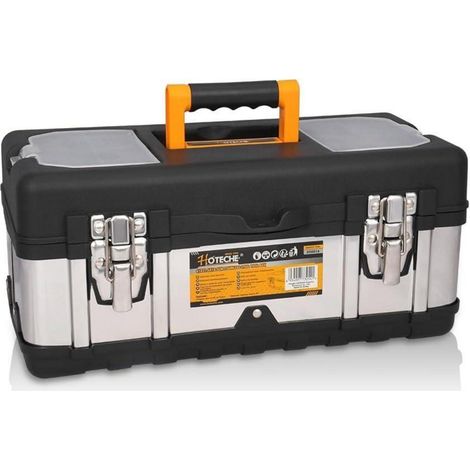 Werkzeugkoffer leer 41cm Edelstahl mit transparenten Kleinteilefächern (1/5)
