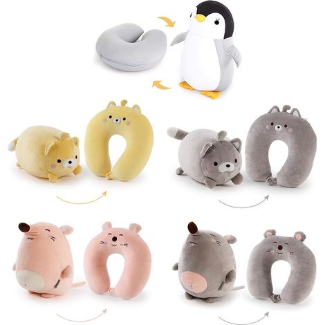Multifunktionales U-förmiges Nackenkissen mit Pinguin-Motiv, superweiches Plüschkissen, ideal als Sofa-Rückenlehne für Schule und Büro. (1/5)