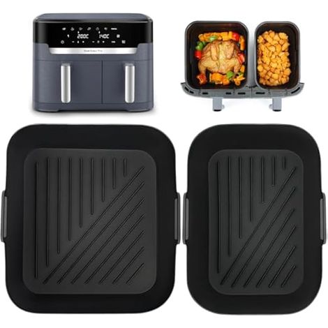 Revêtement silicone pour friteuse à air Tefal XXL Dual Easy Fry 11L, accessoire pour Tefal Double tiroir 6,5L+4,5L EY942BG0, plateau silicone pour cuisson au four et friteuse à air