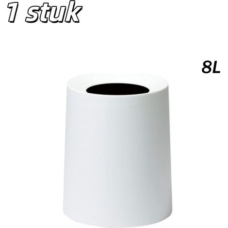 Poubelle ronde double paroi sans couvercle 8 L pour salon chambre et bureau couleur blanche (1/5)