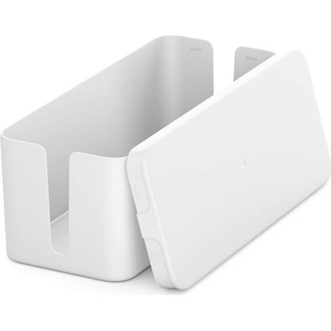 Boîtier de Gestion des Câbles Boîtier d'Organisation des Câbles 32,7cm x 13,5cm x 12,5cm Blanc Plastique Robuste 2 Guides de Câbles Latéraux Protection et Sécurité (1/5)