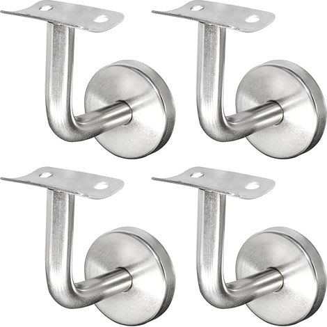 Sollbry Soporte de pasamanos de acero inoxidable 304 para barandilla de escalera, montaje en pared, barandilla de madera, color plateado (4 piezas) (1/5)