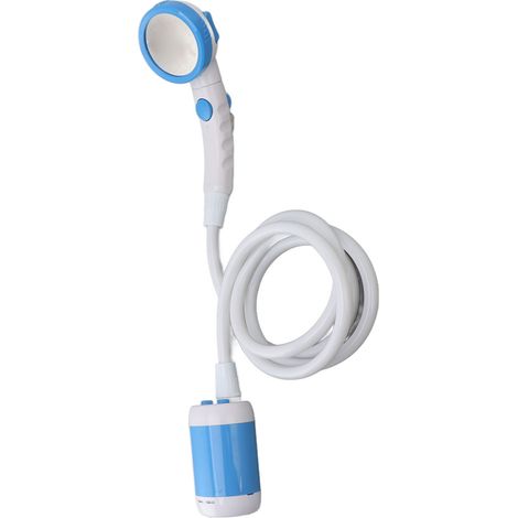 Ensemble de douche portable en ABS, acier inoxydable et PVC avec 3 vitesses, pompe de douche électrique à piles pour le camping, bleu ciel (1/5)