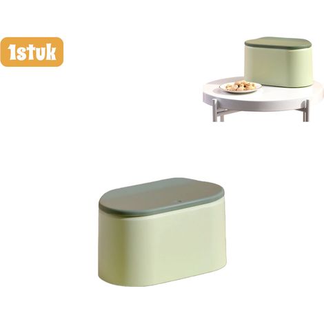 Mini poubelle de bureau avec couvercle poussoir rabattable compacte pour salon bureau et espace de travail couleur verte (1/5)