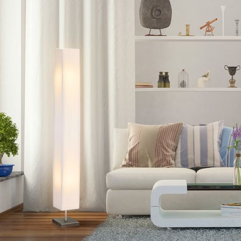Moderne Stehlampe fürs Wohnzimmer, Stoff-Stehlampe 14×14×120 cm, weiß (1/5)