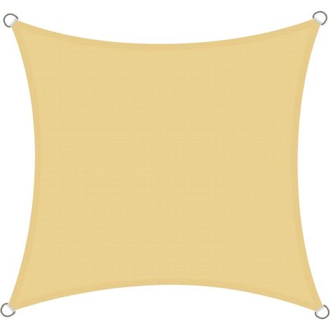 Voile d'ombrage Carré 3x3 m - Toile Ombrage Extérieur Triangle HDPE Respirant (185g/m²) Voile Ombrage avec 98% de protection UV Patio Jardin Pergola, Sable (1/5)