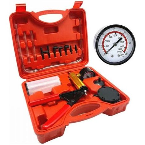 Kit de purge de frein et testeur de pompe à vide – 6 adaptateurs pour véhicules – Manomètre intégré – Poignée en acier robuste (1/4)