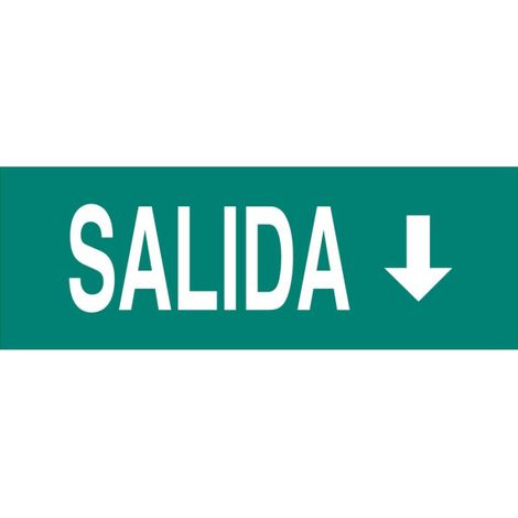 COFAN señal luminiscente 400x100mm. señal salida abajo , Señal texto salida abajo luminiscente. El diseño de la señal puede variar, pero en ningún caso se variará el significado de