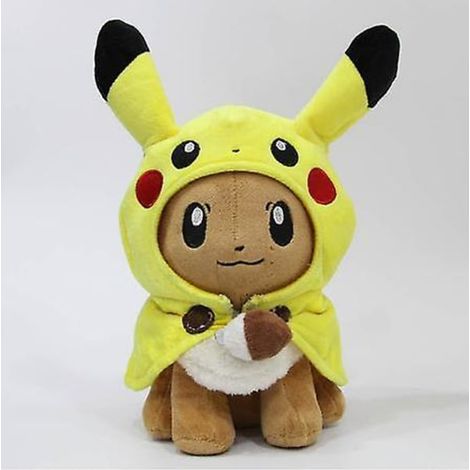 Pikachu Cosplay 28 cm, peluche Eevee Gengar avec cape, jouet en peluche pour enfant, cadeau Pokémon, collection Pikachu Eevee, doudou moelleux, figurine en tissu 28 centimètres, peluches assorties pou