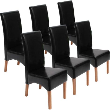 [NON UTILIZZATO] Set 6x sedie soggiorno moderno elegante Latina pelle per sala da pranzo nero gambe chiare (1/5)
