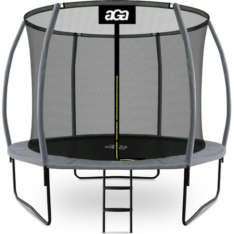 Aga SPORT EXCLUSIVE Trampoline 305 cm Gris + filet de protection + échelle (1/5)