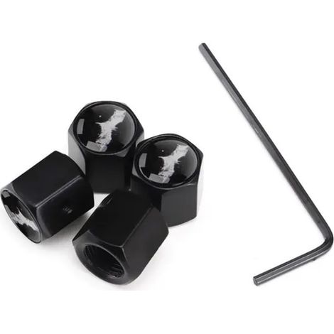 (Noir) 4 pièces Bouchons de valve de pneu antivol pour voitures et camions, style chauve-souris (1/5)