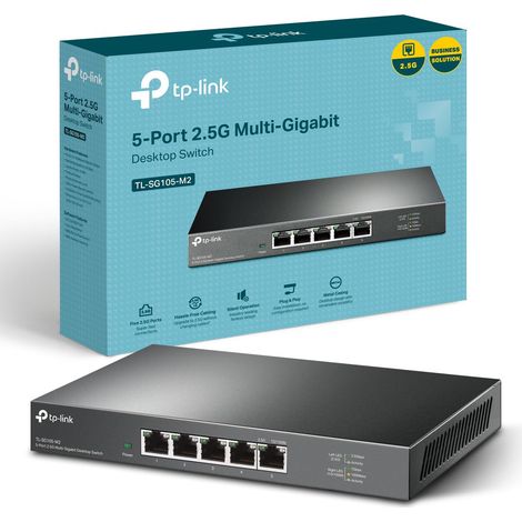 TP-LINK SWITCH 2.5 GIGABIT 5 PORTS, BOITIER MÉTAL, SILENCIEUX SANS VENTILATEUR, PLUG-AND-PLAY, PROTECTION À VIE, 100/1000/2500MB