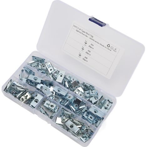 90 pièces clips de fixation auto U antirouille, écrous et attaches de carrosserie, remplacement rapide pour panneaux de voiture (1/5)