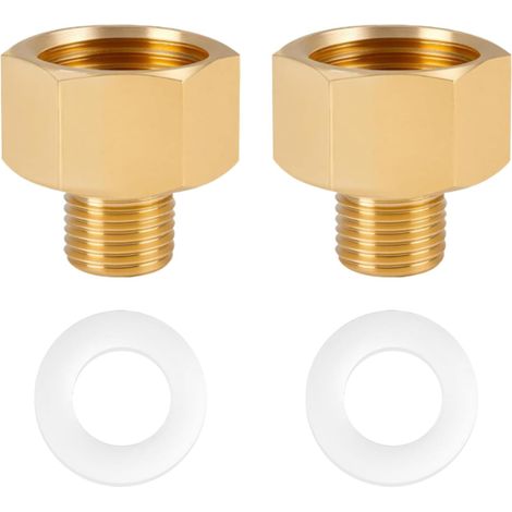 Jeu d'Adaptateurs pour Gaz en Laiton (2 pièces) – 1/4" Filetage Extérieur à Gauche vers 1/2" Filetage Intérieur, Inclut 2 Joints, pour Réchaud de Camping, Grill, Cuisinière à Gaz (1/5)