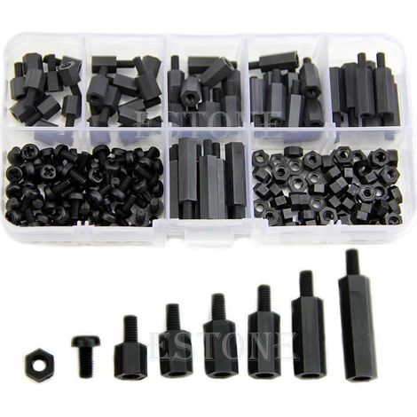 entretoises de vis en nylon noir assorties