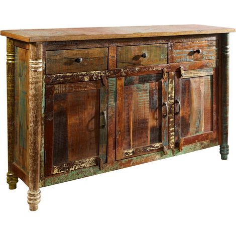 credenza in legno di Legno riciclato 140x42x88 multicolore laccato FABLE 04
