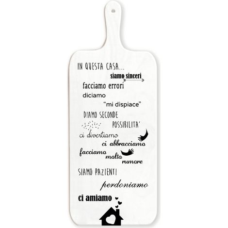 Lupia - Tagliere Decorativo LIGHT WHITE con manico in Legno 15x37 cm CASA Regalo per la famiglia, compleanno, anniversario, onomastico (1/2)
