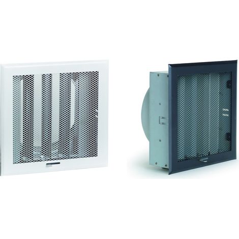 Weißes Dunstabzugshaubengitter mit Verschlusskasten Ø100 mm – 150 x 150 mm JONCOUX
