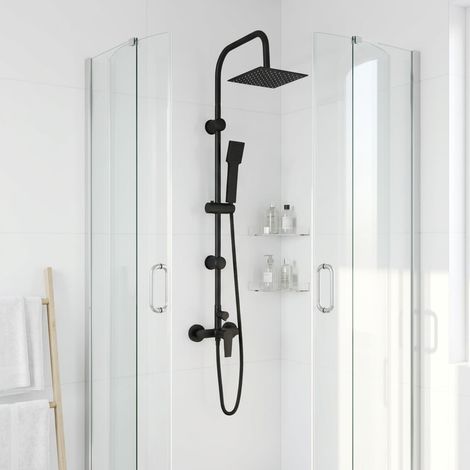 vidaXL Système de Douche Noir Acier inoxydable 21 x 48 x 112 cm (1/5)