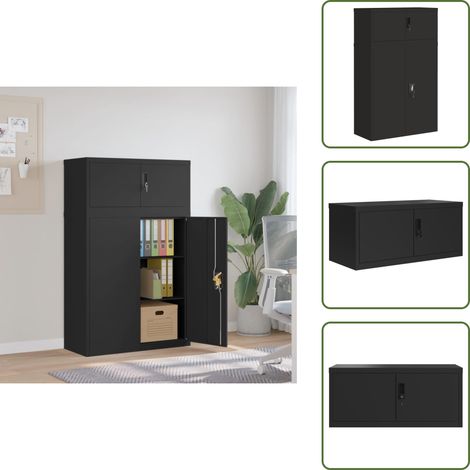 Classeur noir 90x40x145 cm acier - Classeur - Meuble De Rangement - Armoire De Classement - Dossier - Organisation (1/5)