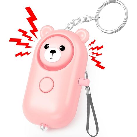 Sirène de sécurité portable, sirène d'urgence 130 dB, alarme personnelle à lumière LED, pour adultes et enfants, rose (1/5)
