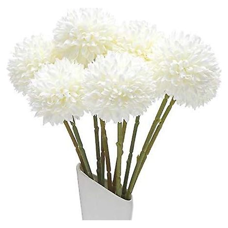 Fleurs de dahlias artificielles blanches, bouquet de fleurs d'hortensias artificielles en soie et plastique, 10 pièces blanches (1/4)