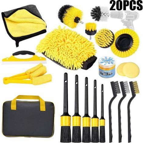 Kit Nettoyage Voiture - Kit D'entretien de Voiture 20 Pièces pour L'intérieur et L'extérieur - Kit Lavage Voiture avec Brosses, Éponges de Polissage, Gel de Nettoyage et Plus (1/5)