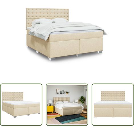 vidaXL Taschenfedern - Boxspringbett mit Matratze Creme 180x200 cm Stoff (1/5)