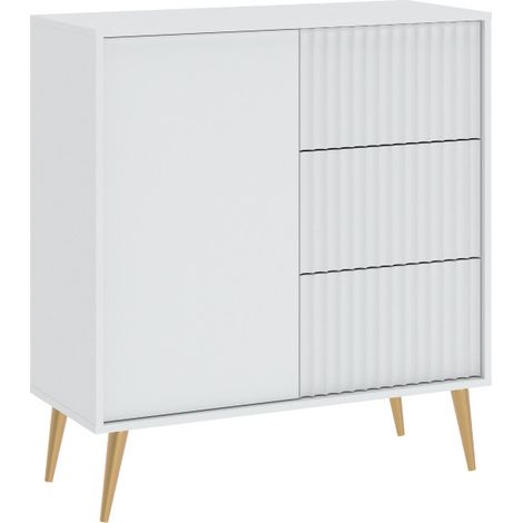 Buffet BARCELONA - 1 Porte - 3 Tiroirs Blanc (1/2)