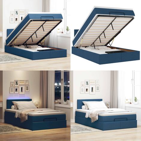 vidaXL Ottomane Bett mit Matratze & LEDs Blau 120x200 cm Stoff (1/5)