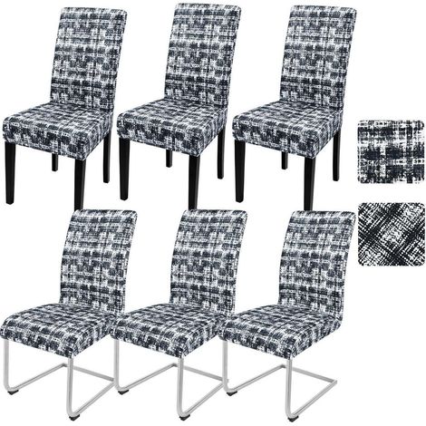 Stuhlhussen 6er Set für Schwingstühle, elastisch, abnehmbar, Gitter-Muster (1/5)