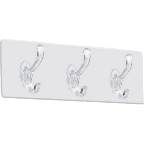Porte-manteau mural en PVC solide, stable, multifonctionnel et simple avec 3 crochets pour vêtements et chapeaux (1/5)