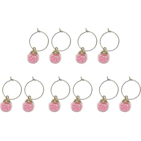 Lot de 10 étiquettes pour verres à vin avec anneaux, idéales pour les fêtes et célébrations à la maison. Étiquettes jaunes et roses. (1/5)