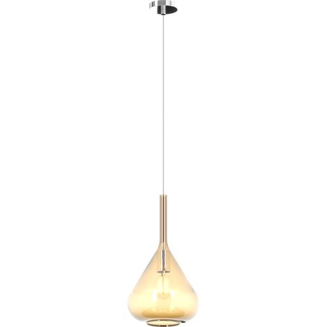 Sospensione Contemporanea Kona Metallo Cromo Vetro Ambra 1 Luce E27 (1/3)