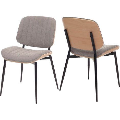 [NON UTILIZZATO] Set 2 sedie per sala da pranzo HHG-203, cucina, tessuto legno curvato (370g/m²) Oeko-Tex MVG, naturale, grigio chiaro (1/5)