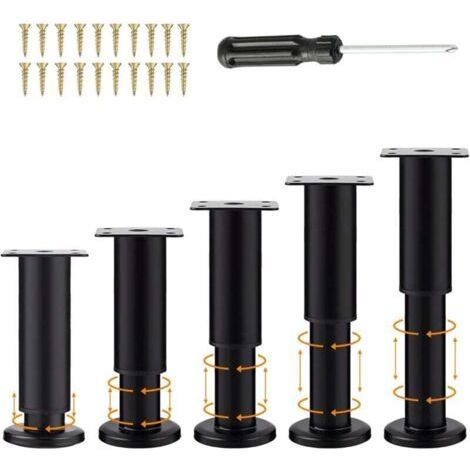 5-teiliges Set, verstellbare Möbelbeine, 18–30 cm, schwarzes Sofa-Stützbein mit 20 Schrauben und 1 Schraubendreher, universell ohne Bohren