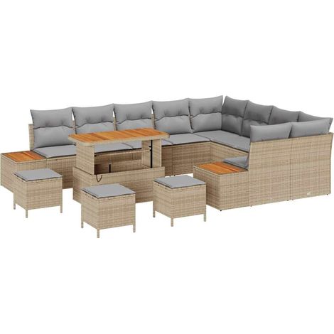 Maison Exclusive - Set Divano da Giardino con cuscino 13 pcs Beige Poly Rattan
