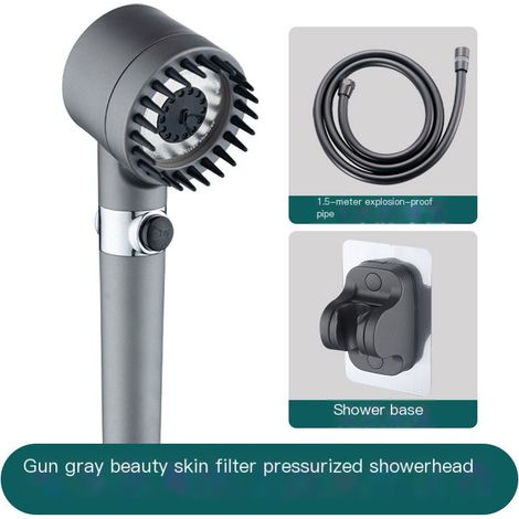 Pommeau de douche puissant, douchette à main, réglable à trois vitesses, base anti-perforation, filtre à impuretés, pommeau de douche d'appoint (1/5)