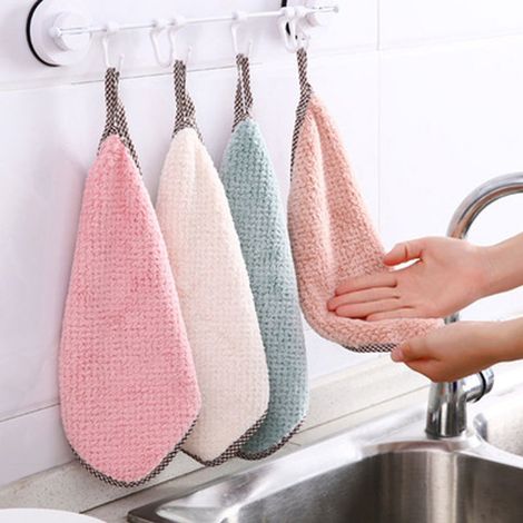 Torchons de Cuisine,Lot de 4 Serviettes de Cuisine, Essuie-Mains,Lavables, Respectueuses de L'environnement, Ultra Absorbantes, Réversibles pour Usage Multiple (1/5)