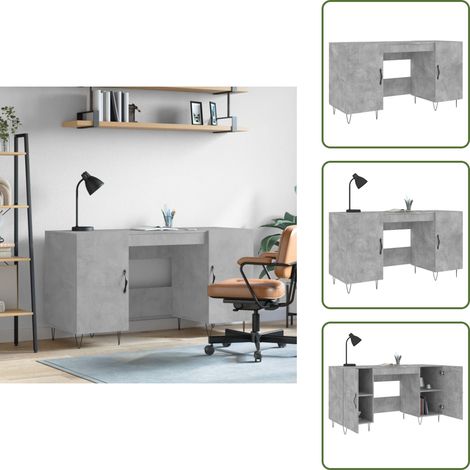 Bureau gris béton 140x50x75 cm bois d'ingénierie - Bureau D'étude - Bureau Compact - Meuble De Bureau - Bureau Design - Bureau Industriel