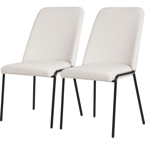 ML-Design Set 2 Sedie Sala Pranzo Beige in Poliestere Gambe in Metallo, Struttura in Acciaio, con Schienale, Poltroncine Imbottite per Soggiorno e Cucina, Poltrone Ergonomiche da Reception