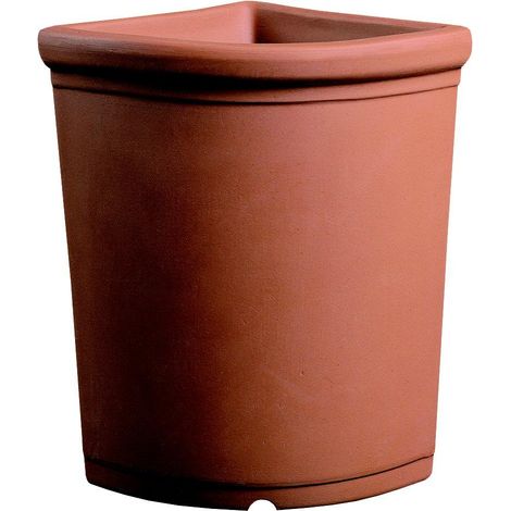 Vaso Resina Angolare Liscio cm. 33 Terracotta