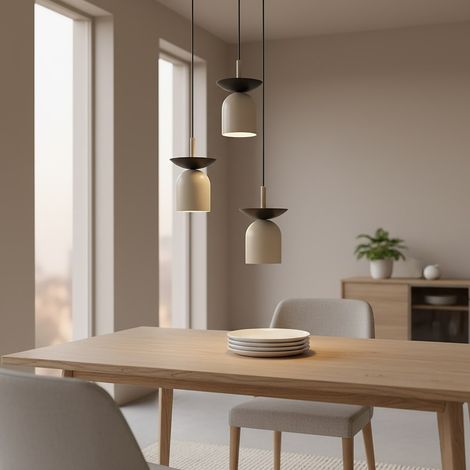 Lampada a sospensione EGO in acciaio color moka (1/2)