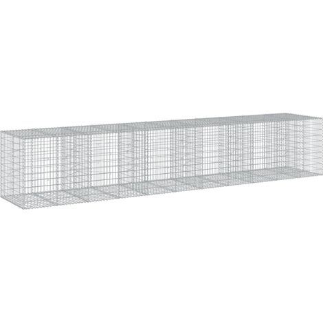 Panier gabion clôture cage mur de soutènement avec couvercle 550 x 100 x 100 cm fer galvanisé Argent
