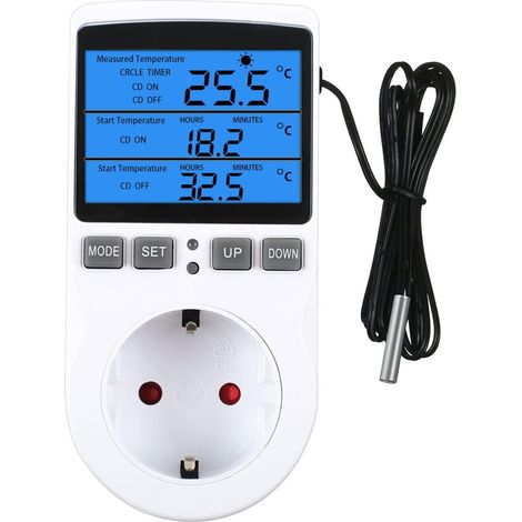 Prise Thermostatique Multifonctionnelle - 4 Prises Indépendantes - Plage 5 À 30 °C - Précision ±1 °C - Charge Max 2000 W - IP20 (1/5)